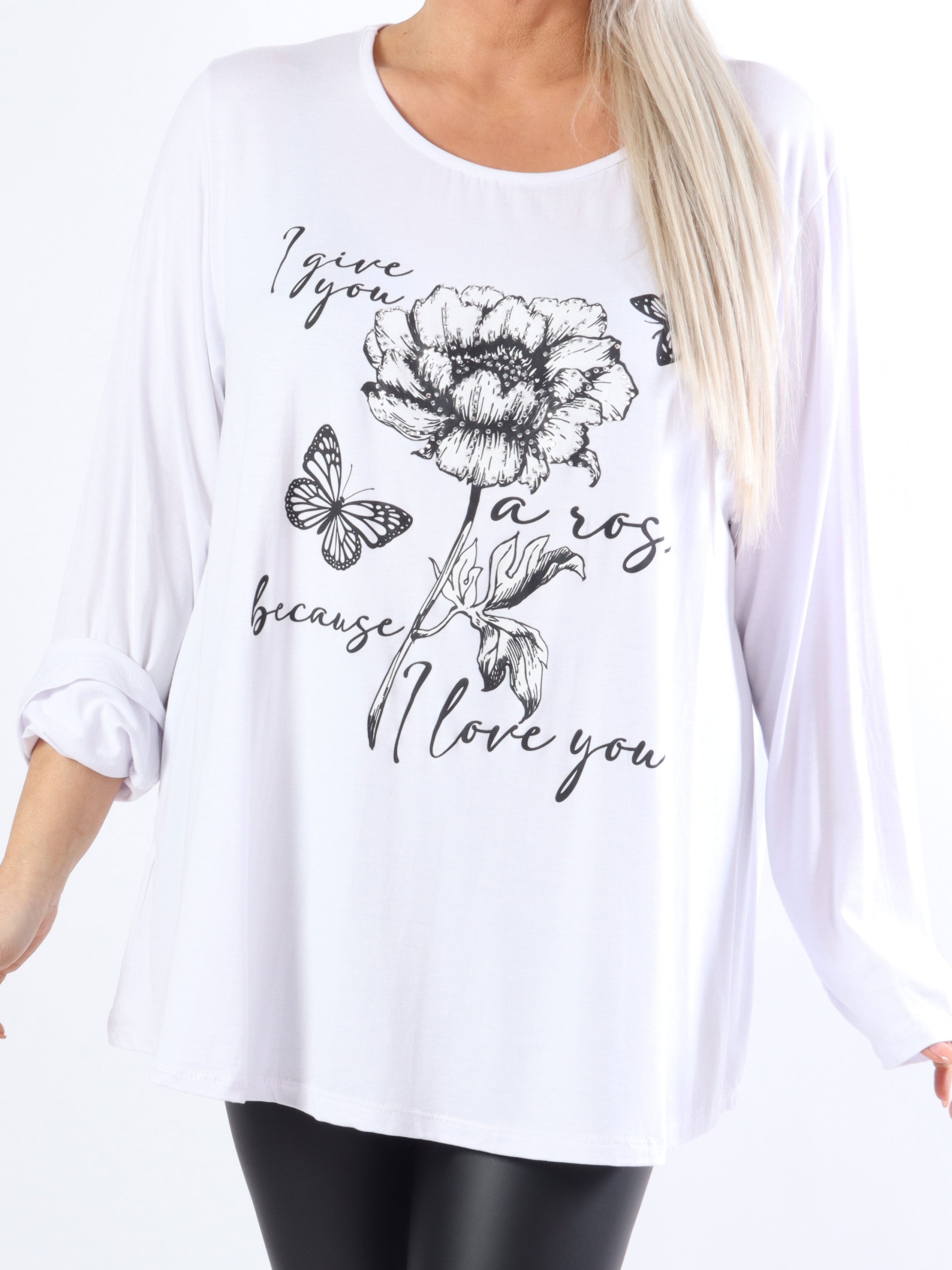 Klara - Plus size bluse i viscose med similisten og tryk